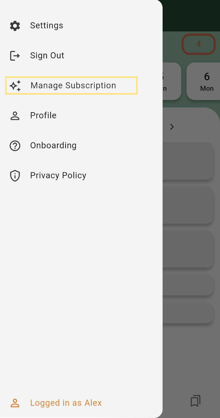 Go to Manage Subscription